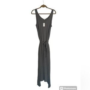 NEW GAP Gray Belted Sleeveless Maxi Minimalist Dress Size Medium Tall